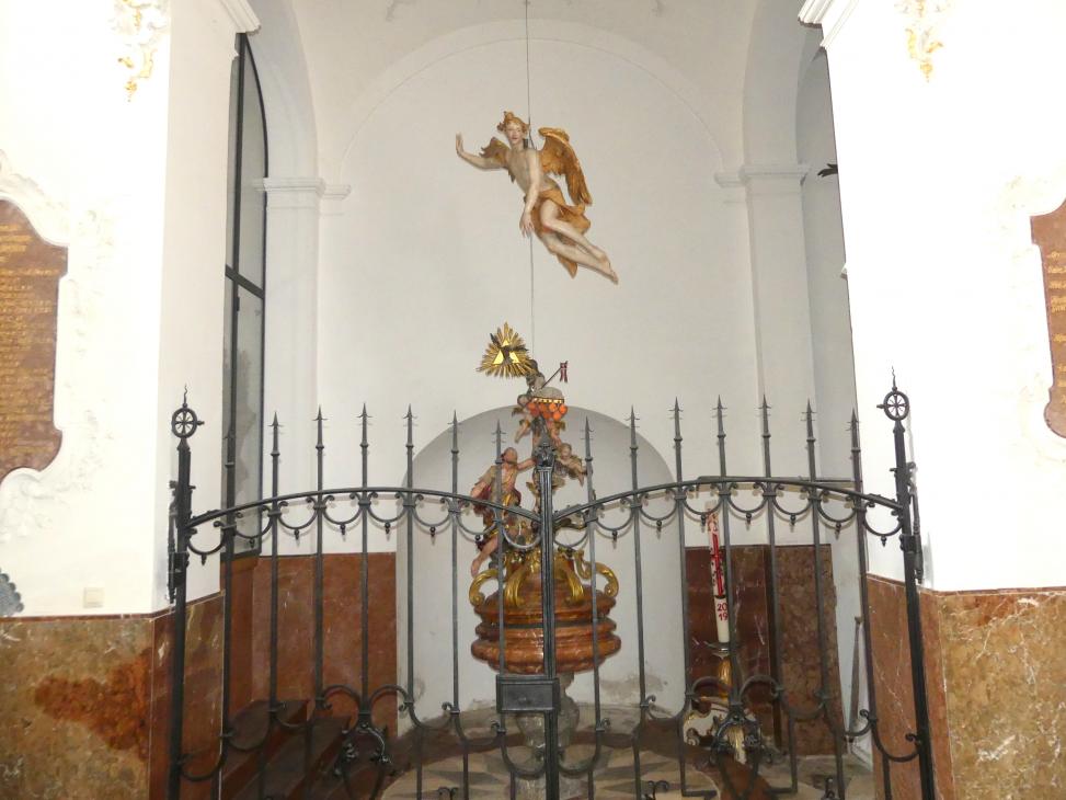 Johann Baptist Straub (1731&ndash;1777), Sogenannter Gloriaengel, Dießen am Ammersee, ehem. Augustinerchorherren-Stiftskirche, heute Pfarrkirche Marienmünster Mariä Himmelfahrt, 1740&ndash;1750