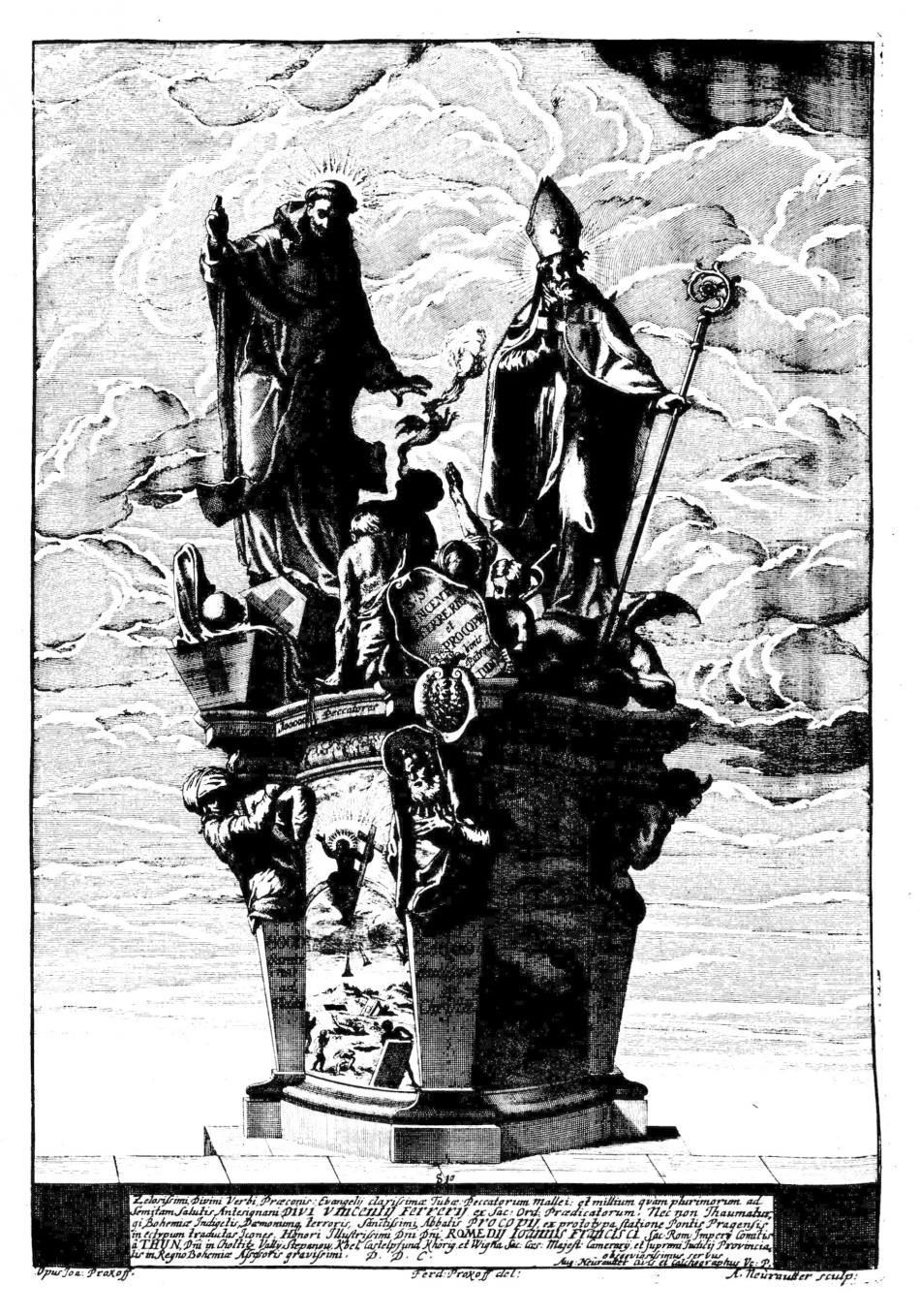 Ferdinand Maximilian Brokoff (1707–1731), Die Heiligen Vinzenz Ferrerius und Prokop, Prag, Karlsbrücke, 1712