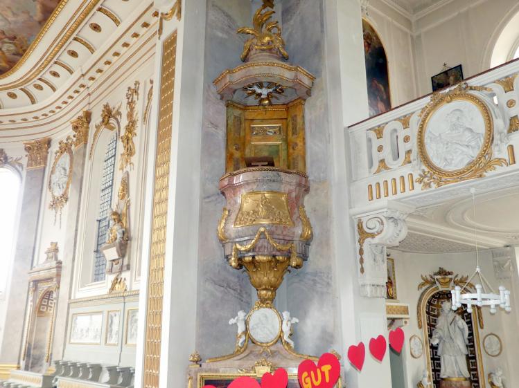 Franz Joseph Friedrich Christian (1772&ndash;1792), Hochaltar und Nebenaltäre, Mitarbeit beim Vater, Bad Buchau, ehem. Damenstift, ehem. Stiftskirche, heute Pfarrkirche St. Cornelius und Cyprianus, 1774&ndash;1776, Bild 22/41