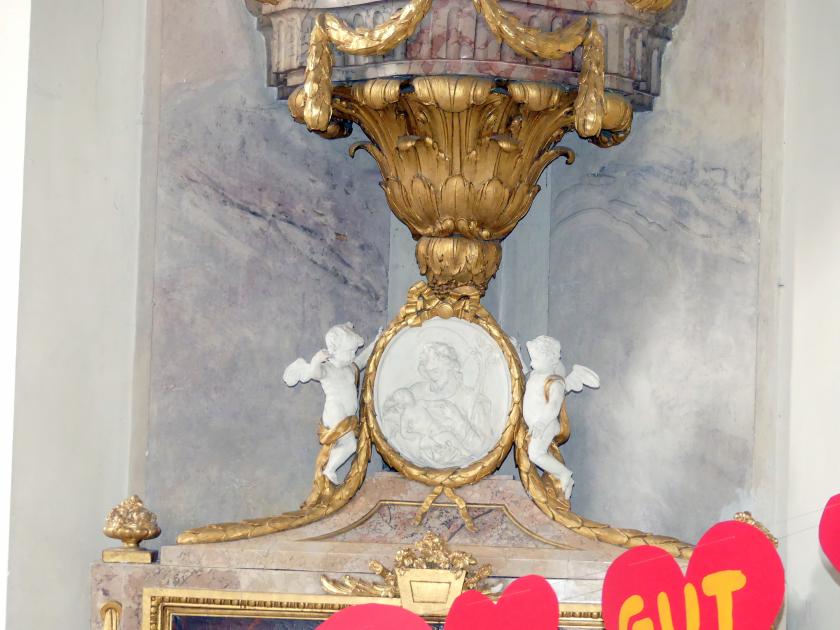 Franz Joseph Friedrich Christian (1772&ndash;1792), Hochaltar und Nebenaltäre, Mitarbeit beim Vater, Bad Buchau, ehem. Damenstift, ehem. Stiftskirche, heute Pfarrkirche St. Cornelius und Cyprianus, 1774&ndash;1776, Bild 24/41