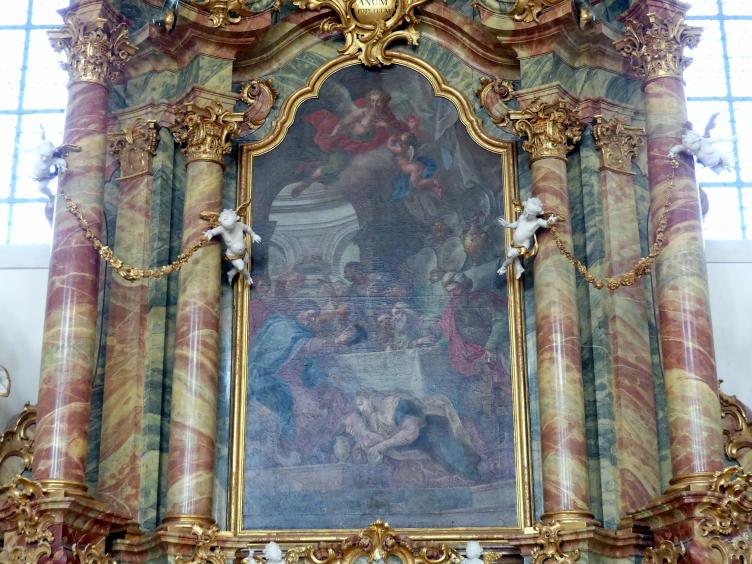 Johann Georg Bergmüller (1709–1762), Maria Magdalena wäscht Christus die Füße, Wies, Wallfahrtskirche Zum Gegeißelten Heiland (zur Prämonstratenser-Abtei Steingaden gehörig), 1756