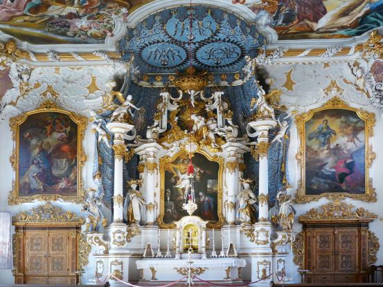 Johann Michael Fischer (Bildhauer) (1744–1792), Der Altar der Kongregationskirche, Ingolstadt, Asamkirche (Kongregationssaal Maria de Victoria, seit 1807 Kirche), 1759–1760
