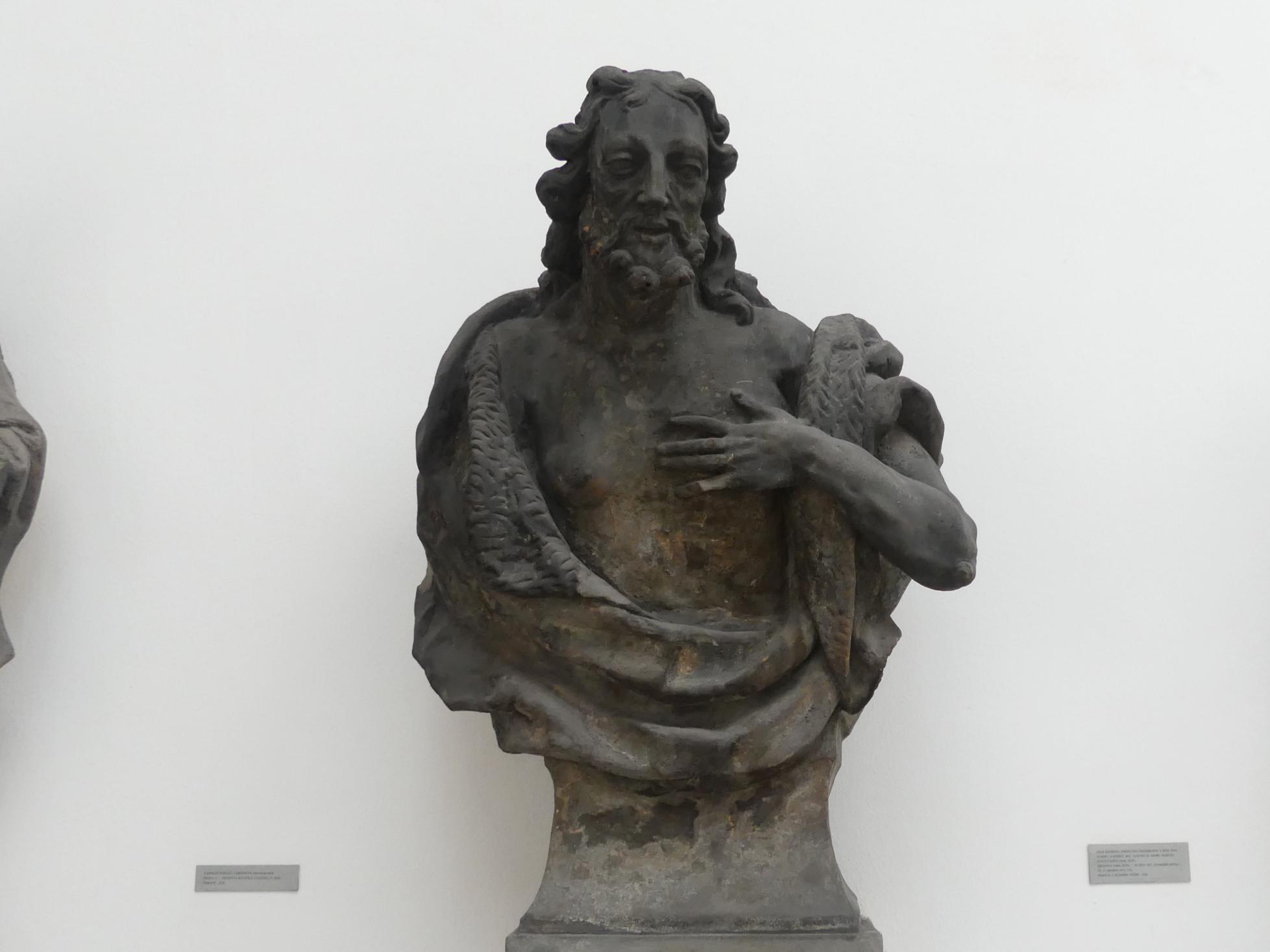Johannes der Täufer, Prag-Altstadt, ehem. Spital St. Pauli Bekehrung (abgerissen 1911), Templova 648, jetzt Prag-Holešovice, Lapidarium, Saal 6, 1. Viertel 18. Jhd.