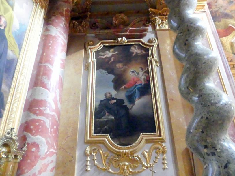 Andrea Pozzo (1671&ndash;1709), Je ein Altarbild und zwei Seitenbilder in den acht Seitenkapellen, Wien, Jesuitenkirche Mariä Himmelfahrt, St. Ignatius und St. Franz Xaver (Universitätskirche ), 1703&ndash;1709, Bild 11/24