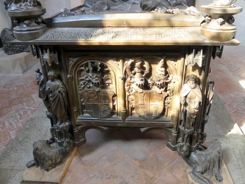 Hermann Vischer der Jüngere (1508&ndash;1510), Grabmal Elisabeth von Brandenburg (1474–1507) und Hermann VIII. von Henneberg (1470-1535), Römhild, Stiftskirche Jungfrau Maria und Johannes der Täufer, nach 1507, Bild 6/18