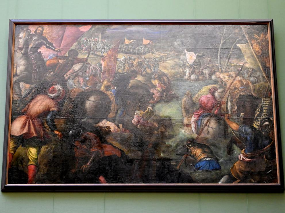 Tintoretto (Jacopo Robusti) (1540&ndash;1590), Francesco II. Gonzaga kämpft in der Schlacht am Taro gegen Karl VIII. von Frankreich, Mantua, Palazzo Ducale, jetzt München, Alte Pinakothek, Obergeschoss Saal V, um 1578&ndash;1579