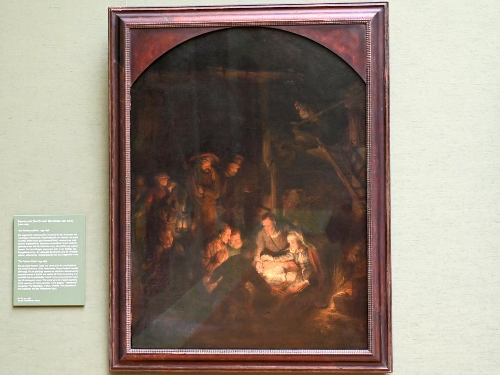 Rembrandt (Rembrandt Harmenszoon van Rijn) (1627&ndash;1669), Anbetung der Hirten, München, Alte Pinakothek, Obergeschoss Saal IX, 1646