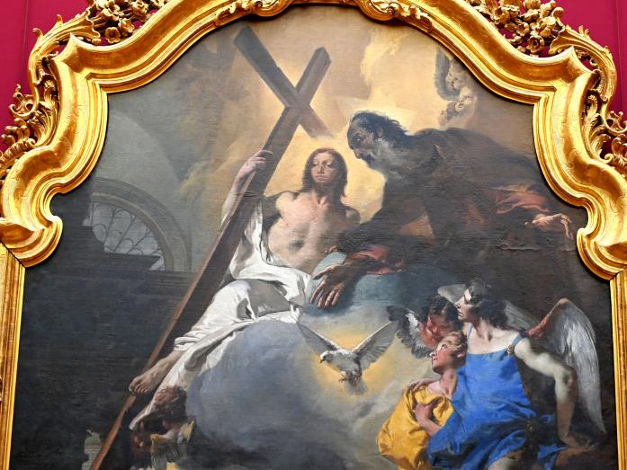 Giovanni Battista Tiepolo (1715&ndash;1785), Die Verehrung der Trinität durch den hl. Papst Clemens, München, Schloss Nymphenburg, jetzt München, Alte Pinakothek, Obergeschoss Saal X, um 1739, Bild 3/4
