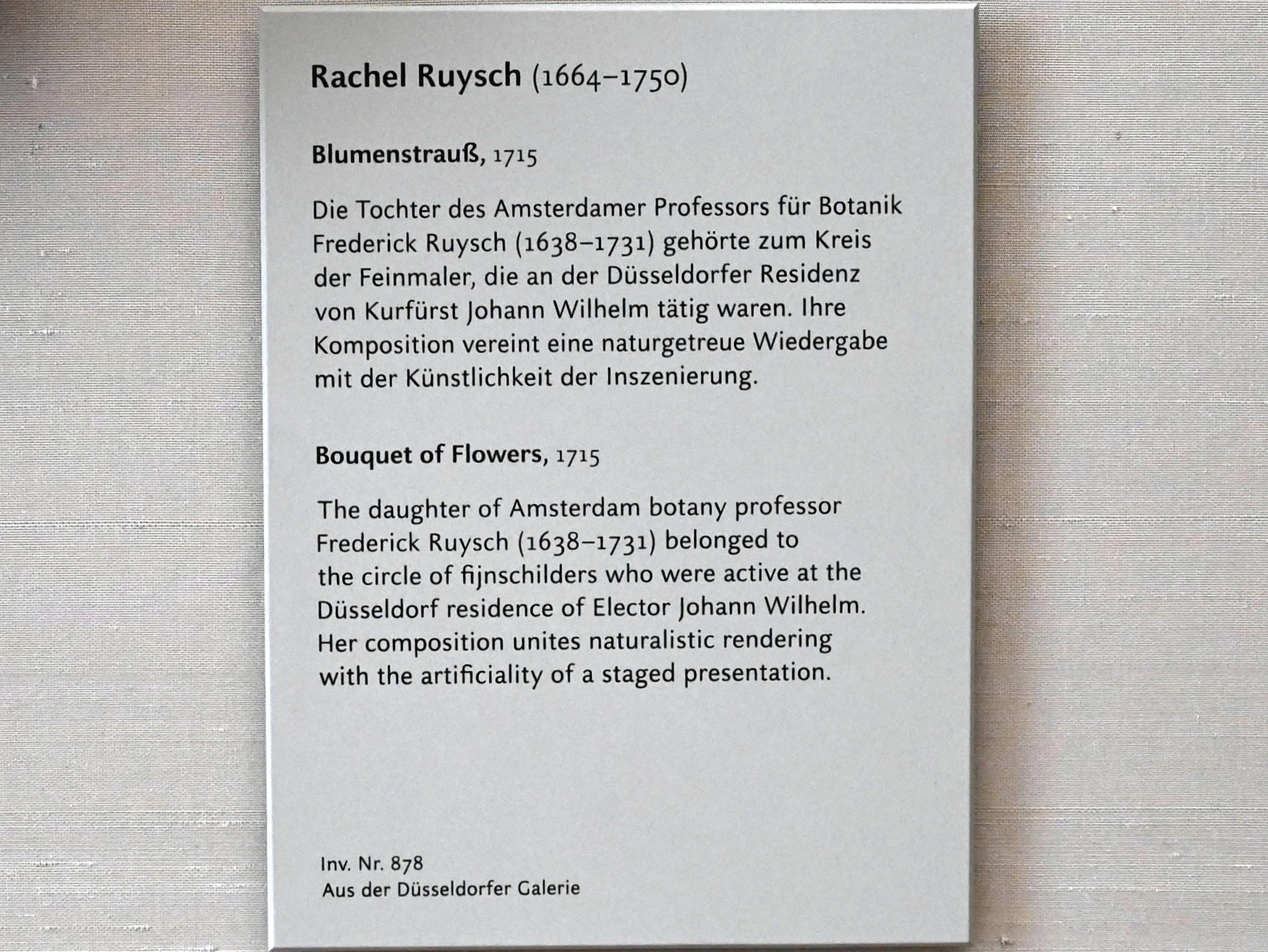 Rachel Ruysch (1682&ndash;1716), Blumenstrauß, München, Alte Pinakothek, Obergeschoss Kabinett 7, 1715, Bild 2/2