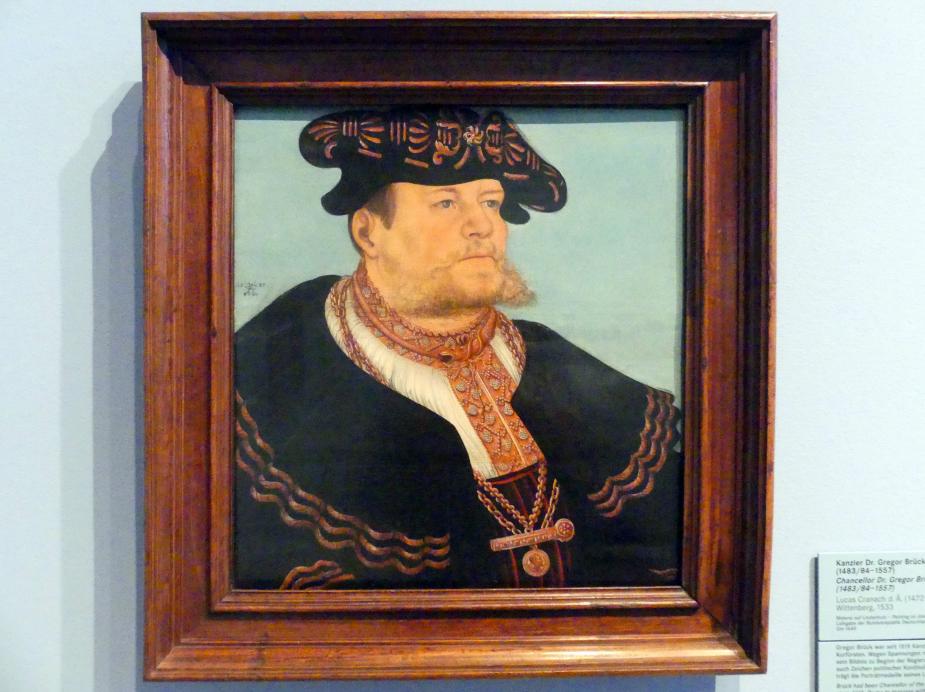 Lucas Cranach der Ältere (1502&ndash;1550), Kanzler Dr. Gregor Brück (1483/84-1557), Nürnberg, Germanisches Nationalmuseum, Saal 117, 1533
