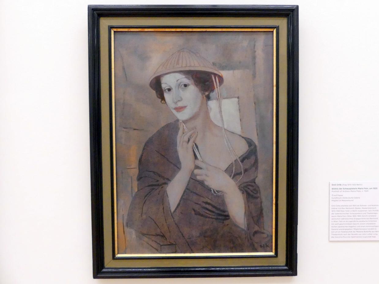 Emil Orlik (1903&ndash;1927), Bildnis der Schauspielerin Maria Fein, Regensburg, Ostdeutsche Galerie, Saal 4, um 1925