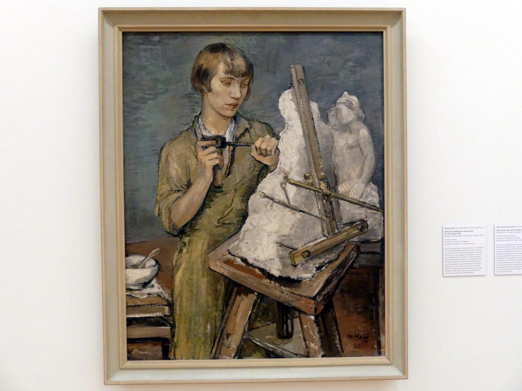 Maxim Kopf (1920–1929), Bildnis der Bildhauerin Mary Duras bei der Arbeit, Regensburg, Ostdeutsche Galerie, Saal 4, 1928, Bild 1/2