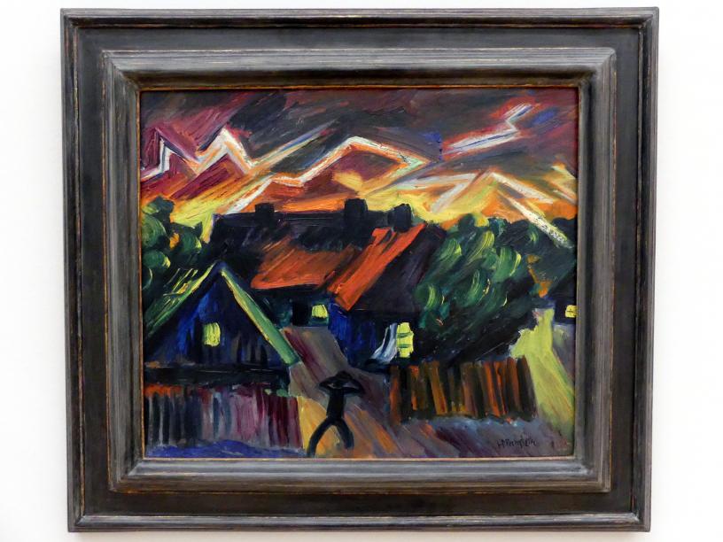 Max Pechstein (1895&ndash;1953), Fischerhäuser in Nidden bei Gewitterstimmung, Regensburg, Ostdeutsche Galerie, Saal 6, 1919&ndash;1920