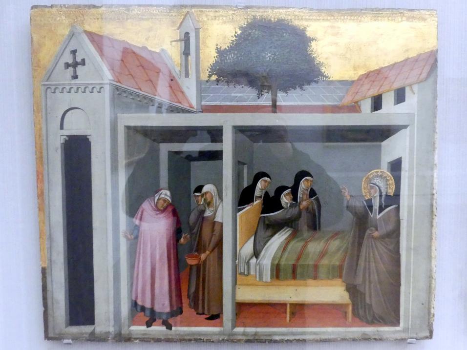 Pietro Lorenzetti (1332&ndash;1348), Der hl. Humilitas heilt eine kranke Nonne, Berlin, Gemäldegalerie ("Berliner Wunder"), Kabinett 40, um 1330&ndash;1335