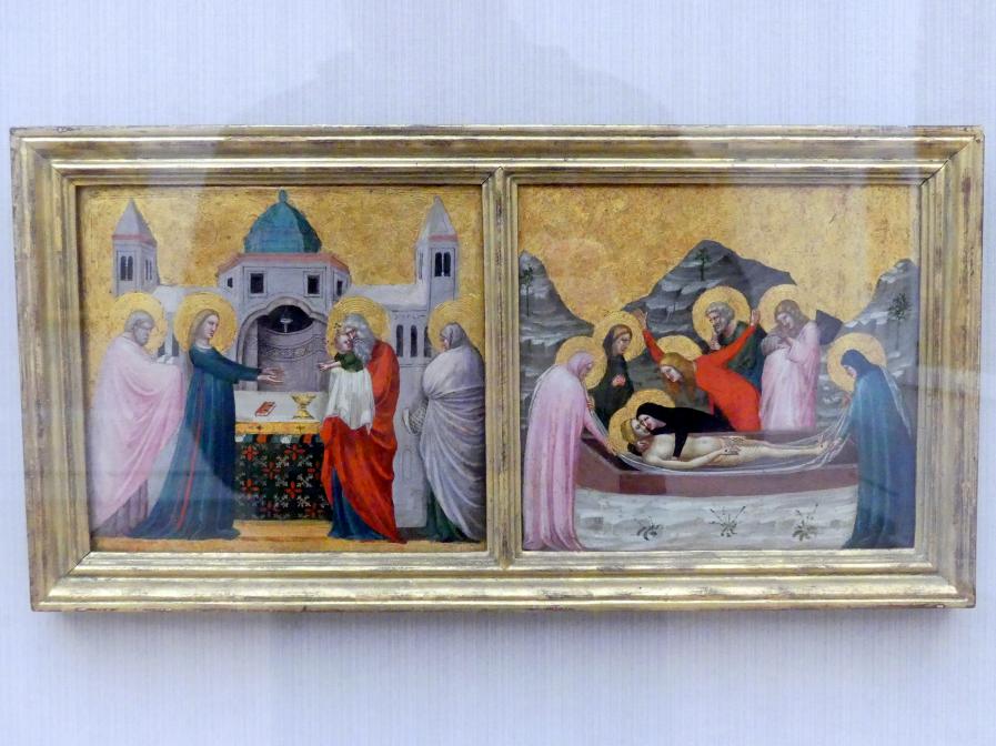 Pietro da Rimini (1325–1330), Zwei Szenen aus dem Leben Christi, Berlin, Gemäldegalerie ("Berliner Wunder"), Kabinett 40, um 1330