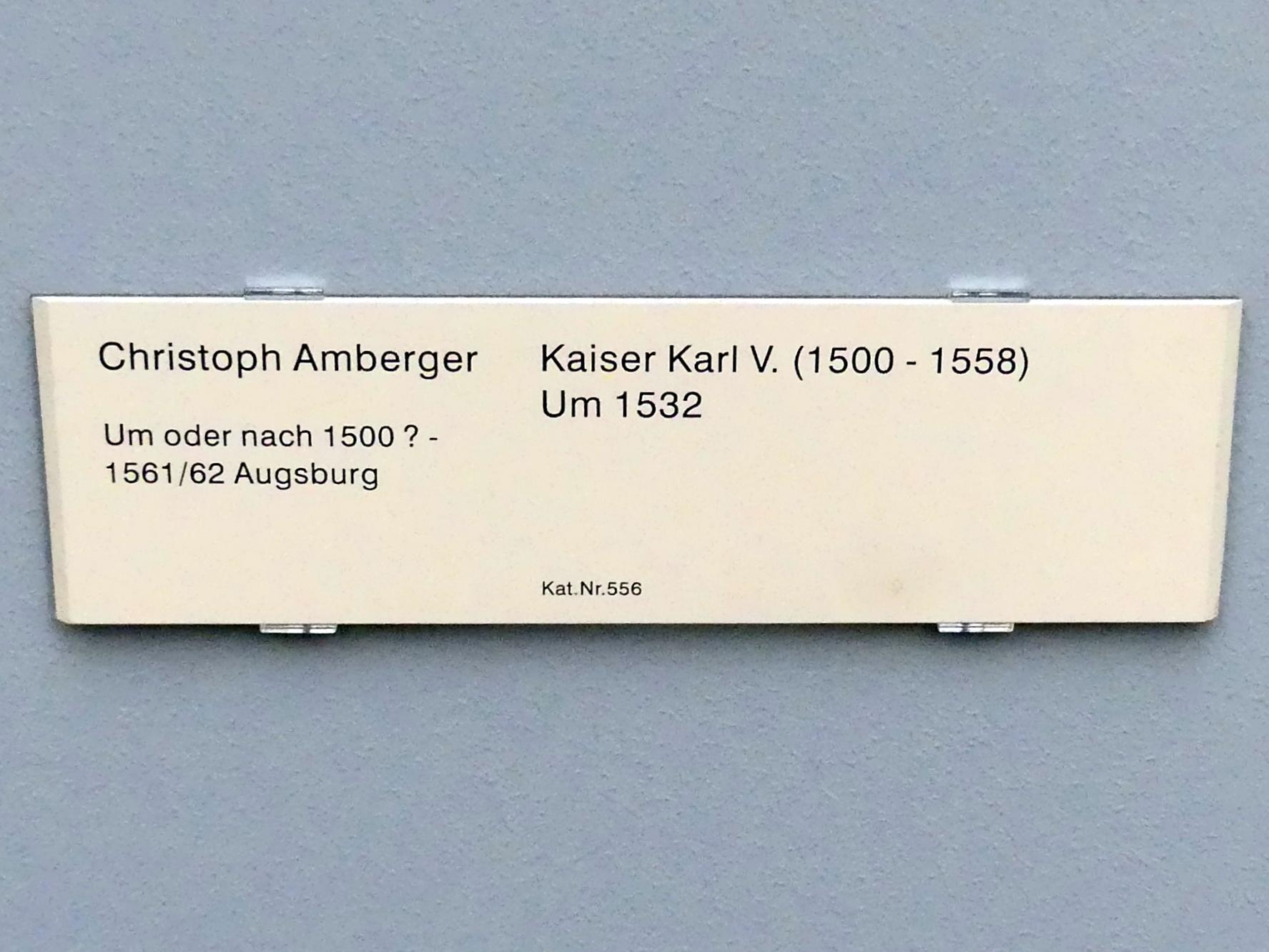 Christoph Amberger (1525&ndash;1552), Kaiser Karl V. (1500-1558), Berlin, Gemäldegalerie ("Berliner Wunder"), Kabinett 1, um 1532, Bild 2/2