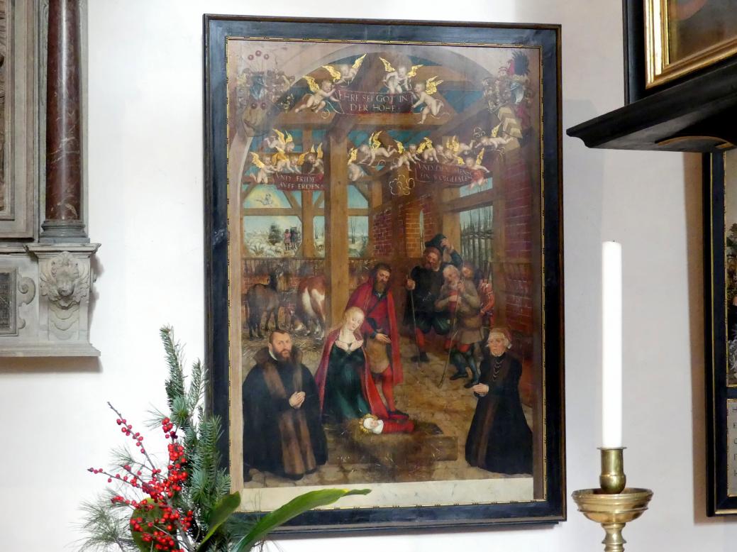 Lucas Cranach der Jüngere (1537–1586), Die Anbetung Jesu durch die Hirten, Lutherstadt Wittenberg, Stadt- und Pfarrkirche St. Marien, 1564