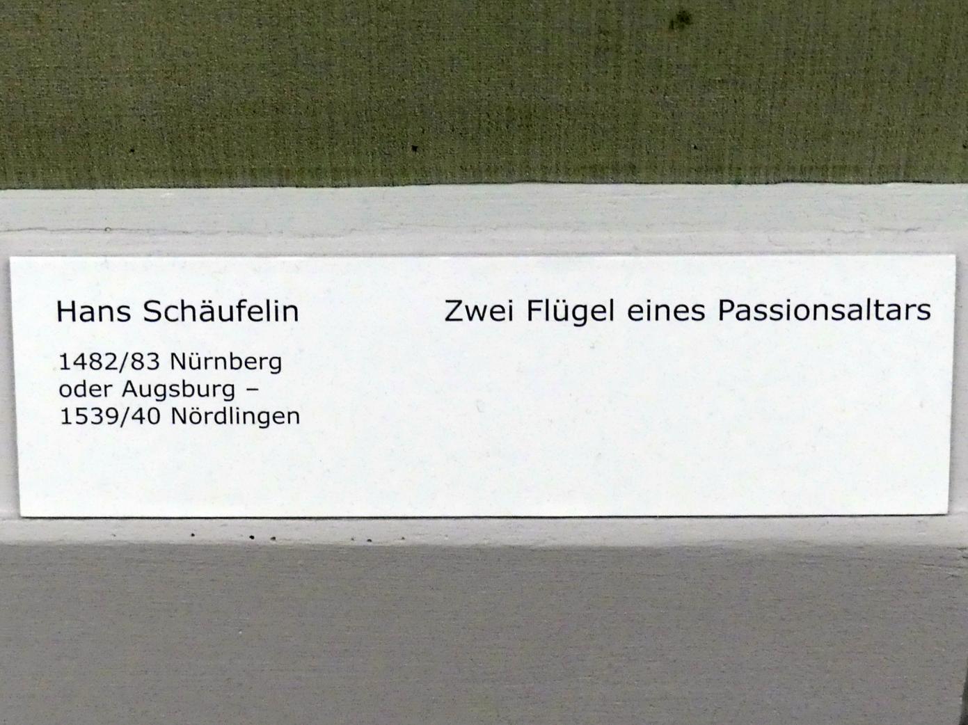 Hans Schäufelein (1503&ndash;1531), Zwei Flügel eines Passionsaltars, Berlin, Gemäldegalerie ("Berliner Wunder"), Kabinett 2, Undatiert, Bild 2/3