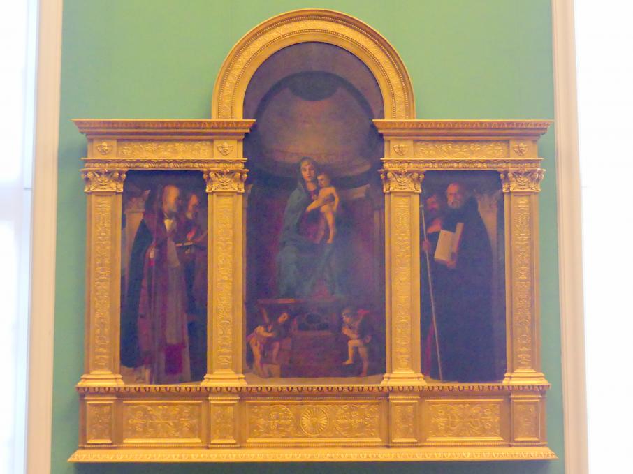 August Wolf (1870&ndash;1879), Thronende Madonna mit Engeln und Heiligen, München, Sammlung Schack, Obergeschoss Saal 11, 1871