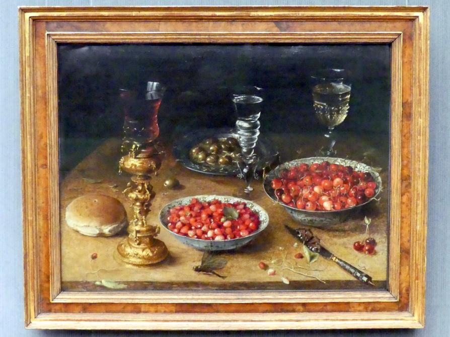 Osias Beert (1608&ndash;1615), Stillleben mit Kirschen und Erdbeeren in chinesischen Porzellanschüsseln, Berlin, Gemäldegalerie ("Berliner Wunder"), Kabinett 9, 1608