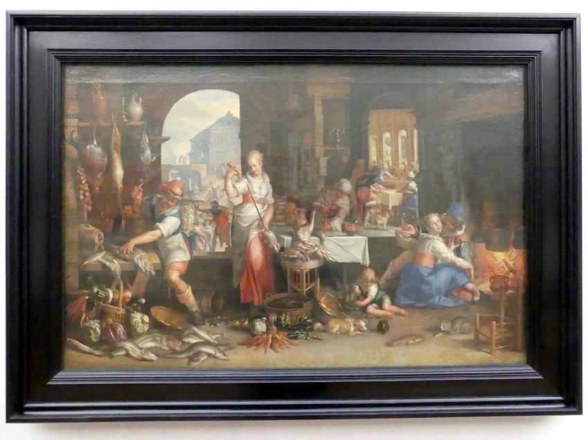 Joachim Anthonisz. Wtewael (1595&ndash;1615), Küchenstück mit dem Gleichnis vom Großen Gastmahl, Berlin, Gemäldegalerie ("Berliner Wunder"), Kabinett 11, 1605
