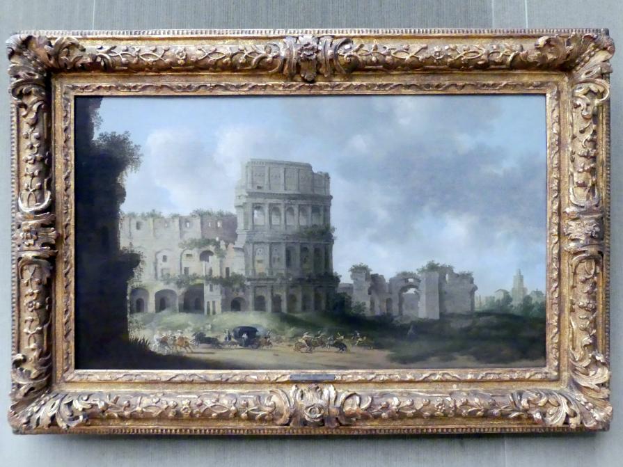 Pieter Jansz. Saenredam (1630–1668), Das Colosseum in Rom mit einem Überfall auf eine Kutsche, Berlin, Gemäldegalerie ("Berliner Wunder"), Kabinett 14, 1631