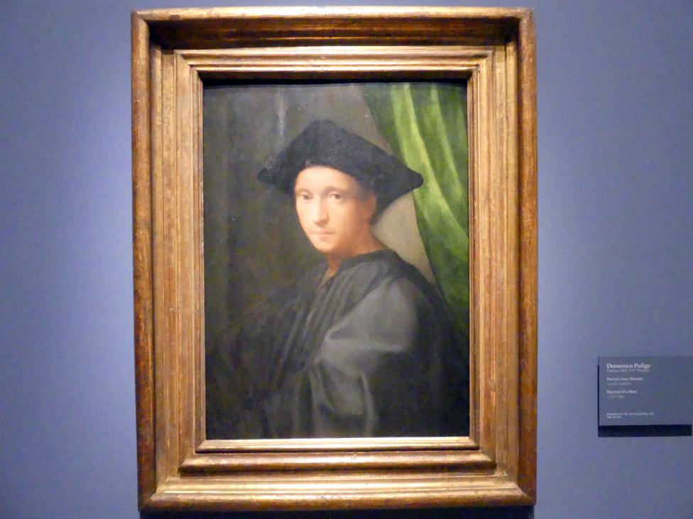 Domenico Puligo (1520–1525), Portrait eines Mannes, Berlin, Gemäldegalerie ("Berliner Wunder"), Wandelhalle, um 1520