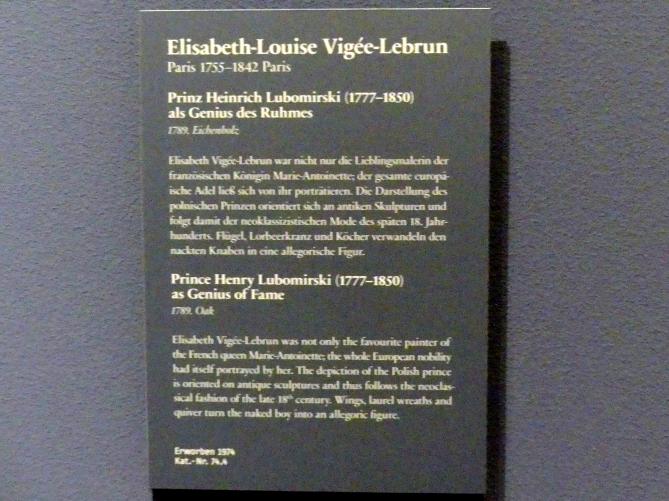 Élisabeth Vigée-Lebrun (1778&ndash;1810), Prinz Heinrich Lubomirski (1777-1850) als Genius des Ruhmes, Berlin, Gemäldegalerie ("Berliner Wunder"), Wandelhalle, 1789, Bild 2/2