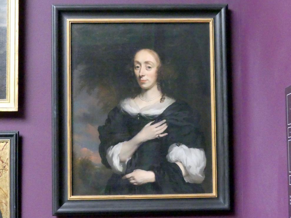 Nicolaes Maes (1652&ndash;1687), Bildnis einer Dame in einem schwarzen Kleid, Frankfurt am Main, Städel Museum, Vorhalle, 1668&ndash;1670