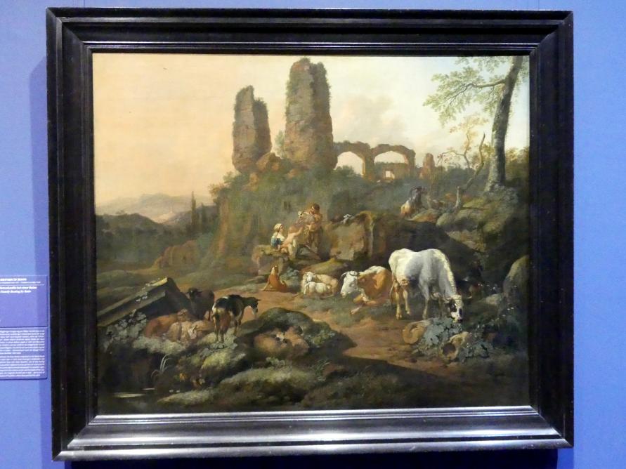 Johann Heinrich Roos (1660&ndash;1685), Ruhende Hirtenfamilie bei einer Ruine, Frankfurt am Main, Städel Museum, 2. Obergeschoss, Saal 18, 1680