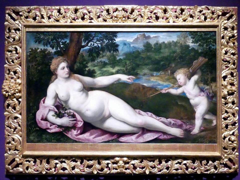 Paris Bordone (1523–1560), Venus und Amor, Frankfurt, Städel, Ausstellung "Tizian und die Renaissance in Venedig" vom 13.02. - 26.05.2019, Teil 1, Raum 3, um 1545–1560