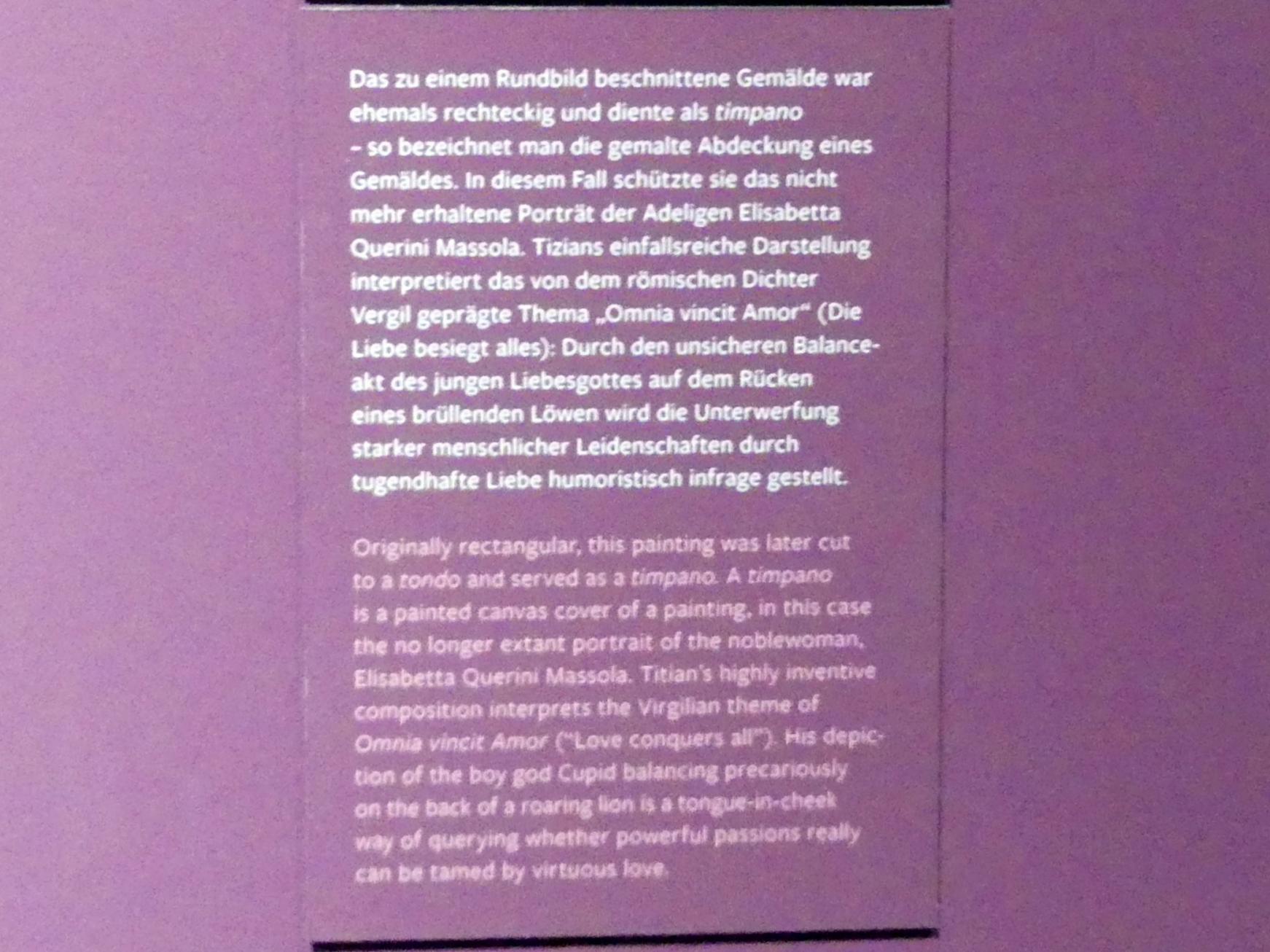 Tiziano Vecellio (Tizian) (1509&ndash;1575), Der Triumph der Liebe, Frankfurt, Städel, Ausstellung "Tizian und die Renaissance in Venedig" vom 13.02. - 26.05.2019, Teil 1, Raum 4, um 1543&ndash;1546, Bild 3/3