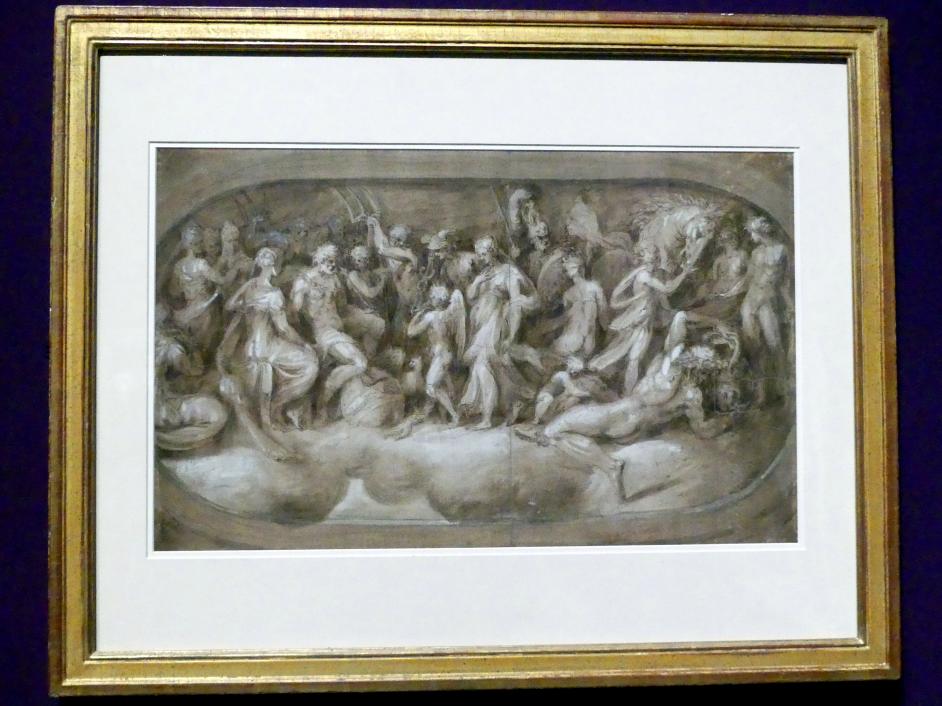 Andrea Schiavone (1542–1545), Amor präsentiert Psyche den Göttern, Frankfurt, Städel, Ausstellung "Tizian und die Renaissance in Venedig" vom 13.02. - 26.05.2019, Teil 1, Raum 4, um 1540–1545