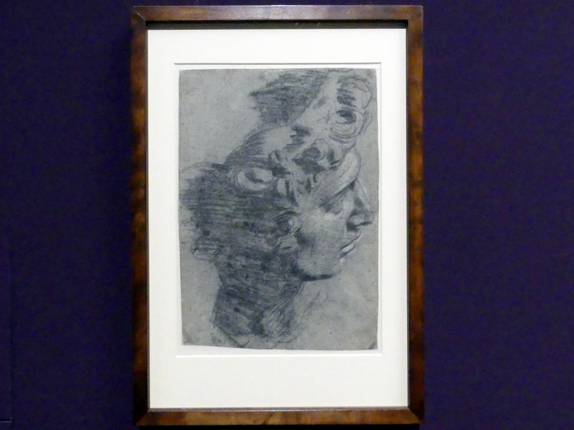 Tintoretto (Jacopo Robusti) (1540–1590), Studie nach einem Abguss des Kopfes von Michelangelos Giuliano de' Medici, Frankfurt, Städel, Ausstellung "Tizian und die Renaissance in Venedig" vom 13.02. - 26.05.2019, Teil 2, Raum 3, um 1540–1590