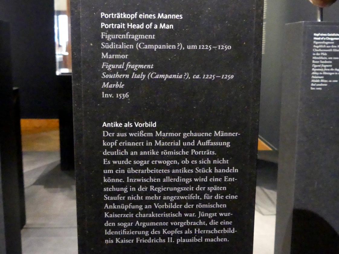 Porträtkopf eines Mannes, Frankfurt am Main, Liebieghaus Skulpturensammlung, Mittelalter 1 - Tradition und Aufbruch, um 1225&ndash;1250, Bild 2/2