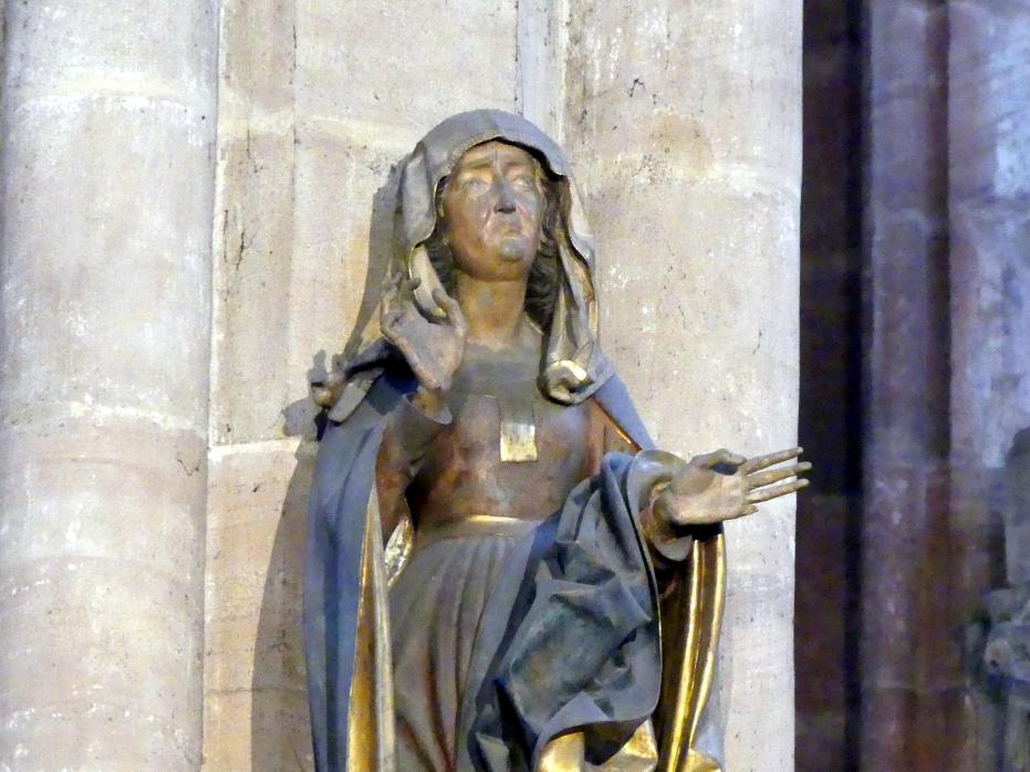 Veit Stoß (1495–1524), Maria und Johannes einer Kreuzigungsgruppe, Nürnberg, Stadtpfarrkirche Zu Unserer lieben Frau (Frauenkirche), jetzt Nürnberg, Kirche St. Sebald, 1507–1508