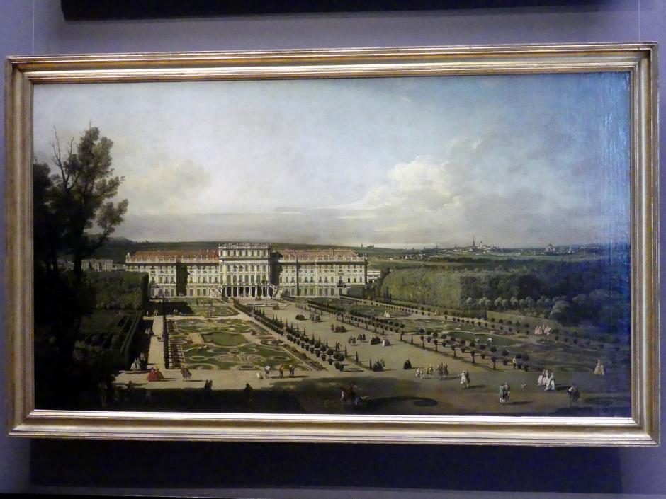 Bernardo Bellotto (Canaletto) (1738–1779), Schloss Schönbrunn, Gartenseite, Wien, Kunsthistorisches Museum, Saal VII, 1758–1761, Bild 1/2