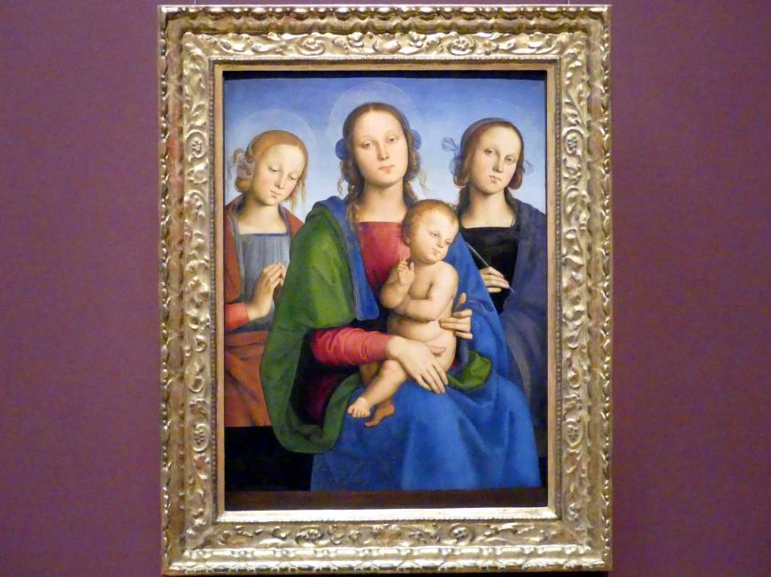 Pietro Perugino (Pietro di Cristoforo Vannucci) (1474–1517), Maria mit Kind und den Hll. Rosa (?) und Katharina (?), Wien, Kunsthistorisches Museum, Saal III, um 1493–1495