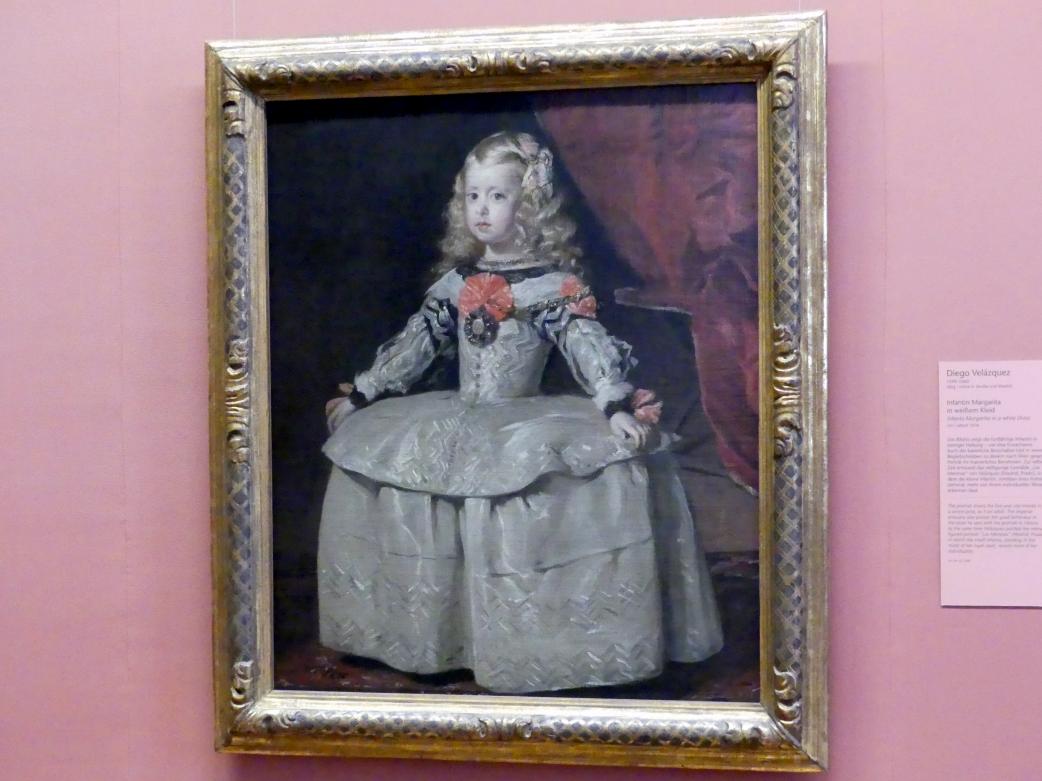 Diego Rodríguez de Silva y Velázquez (1618–1659), Infantin Margarita  in weißem Kleid, Wien, Kunsthistorisches Museum, Kabinett 10, um 1656