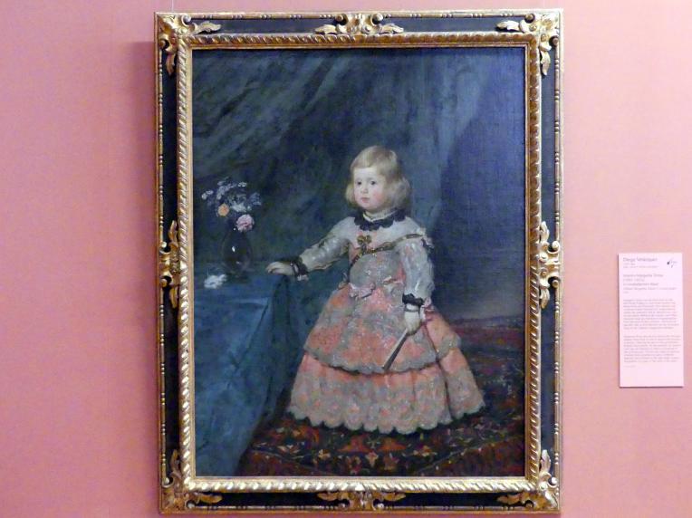 Diego Rodríguez de Silva y Velázquez (1618–1659), Infantin Margarita (1651-1673) in rosafarbenem Kleid, Wien, Kunsthistorisches Museum, Kabinett 10, 1654
