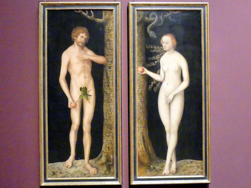 Lucas Cranach der Ältere (1502&ndash;1550), Adam und Eva, Wien, Kunsthistorisches Museum, Saal IX, um 1510&ndash;1520