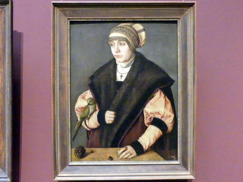 Barthel Beham (1523–1540), Bildnis einer Frau mit Papagei, Wien, Kunsthistorisches Museum, Saal IX, 1529
