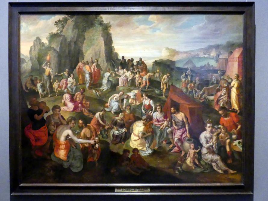 Gillis Mostaert (1550–1585), Moses schlägt Wasser aus dem Felsen, Wien, Kunsthistorisches Museum, Kabinett 16, um 1560