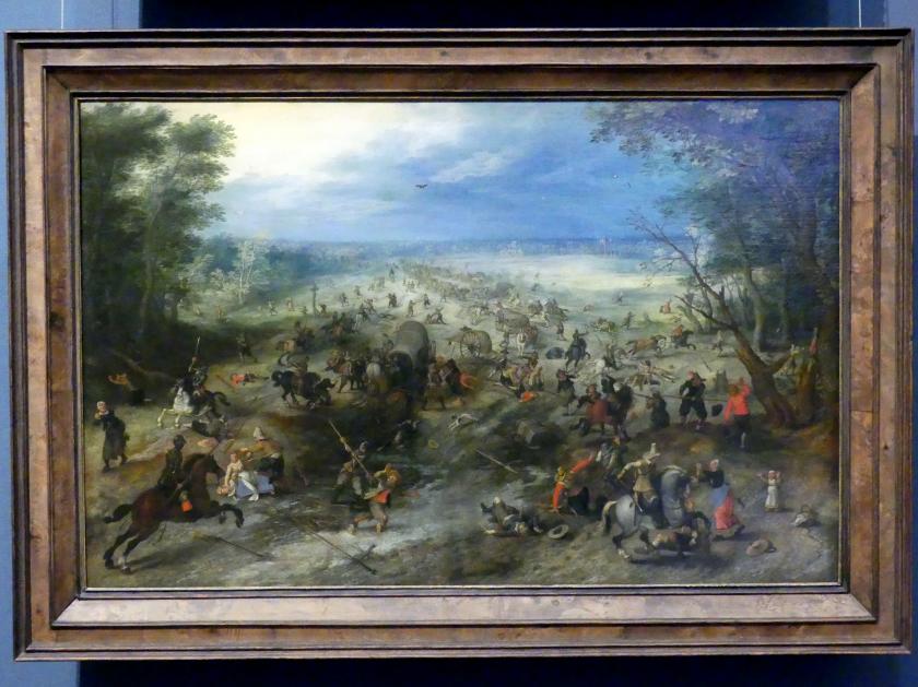 Jan Brueghel der Ältere (Samtbrueghel, Blumenbrueghel) (1593&ndash;1621), Überfall auf einen Wagenzug, Wien, Kunsthistorisches Museum, Kabinett 17, um 1612
