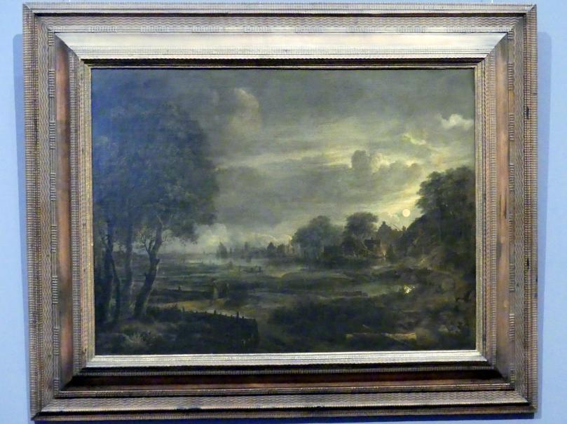 Aert van der Neer (1635&ndash;1667), Landschaft mit Dorf bei Mondschein, Wien, Kunsthistorisches Museum, Kabinett 20, um 1650