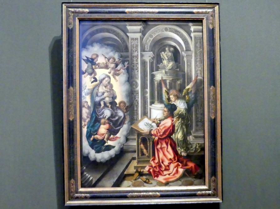 Jan Gossaert (Mabuse) (1505–1531), Der hl. Lukas malt die Madonna, Wien, Kunsthistorisches Museum, Kabinett 21, um 1520