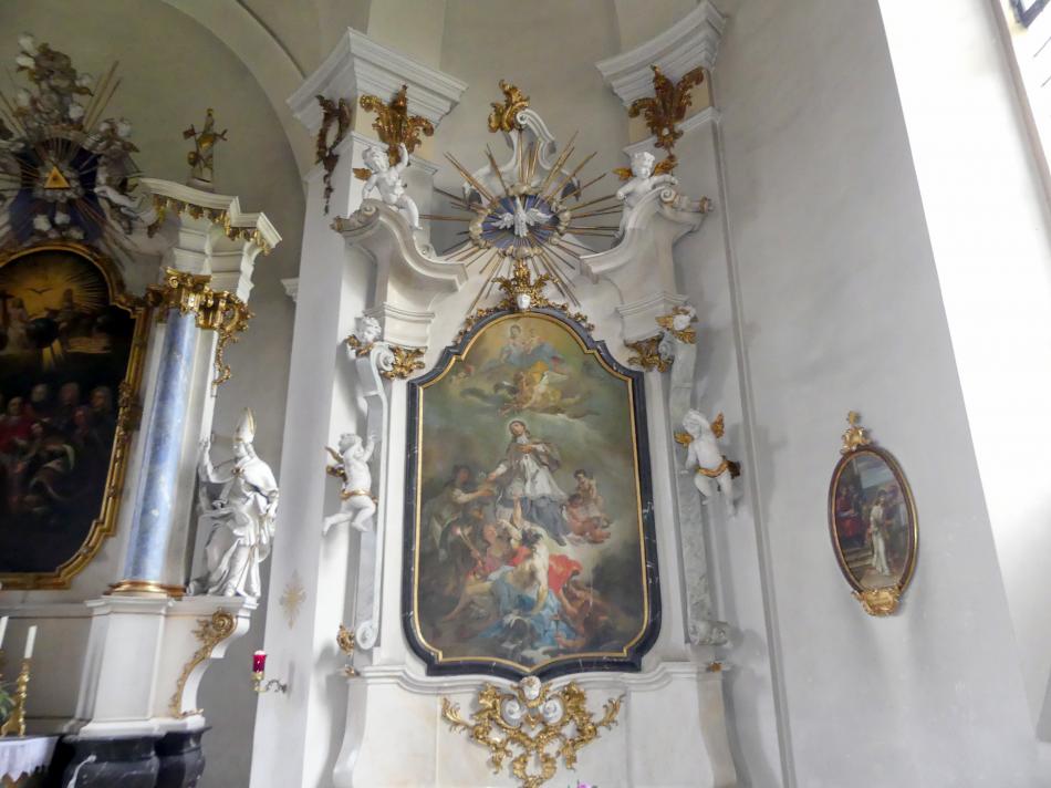 Antonio Giuseppe Bossi (1747), Hochaltar und beide Seitenaltäre, Gaibach, Pfarrkirche zur Heiligsten Dreifaltigkeit, 1747&ndash;1748, Bild 3/5