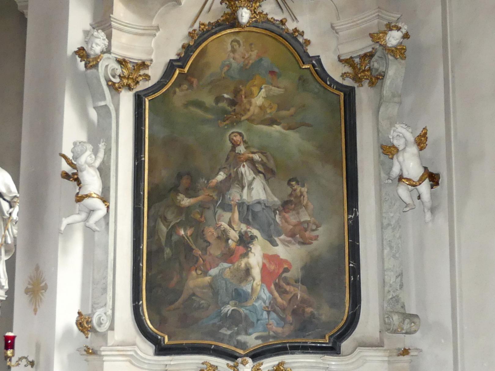 Gottfried Bernhard Göz (1736&ndash;1769), Aufnahme des Hl. Johannes Nepomuk in den Himmel, Gaibach, Pfarrkirche zur Heiligsten Dreifaltigkeit, Undatiert