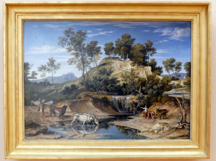Joseph Anton Koch (1796–1835), Serpentara-Landschaft mit Hirten und Rindern, Schweinfurt, Museum Georg Schäfer, Saal 10, um 1834