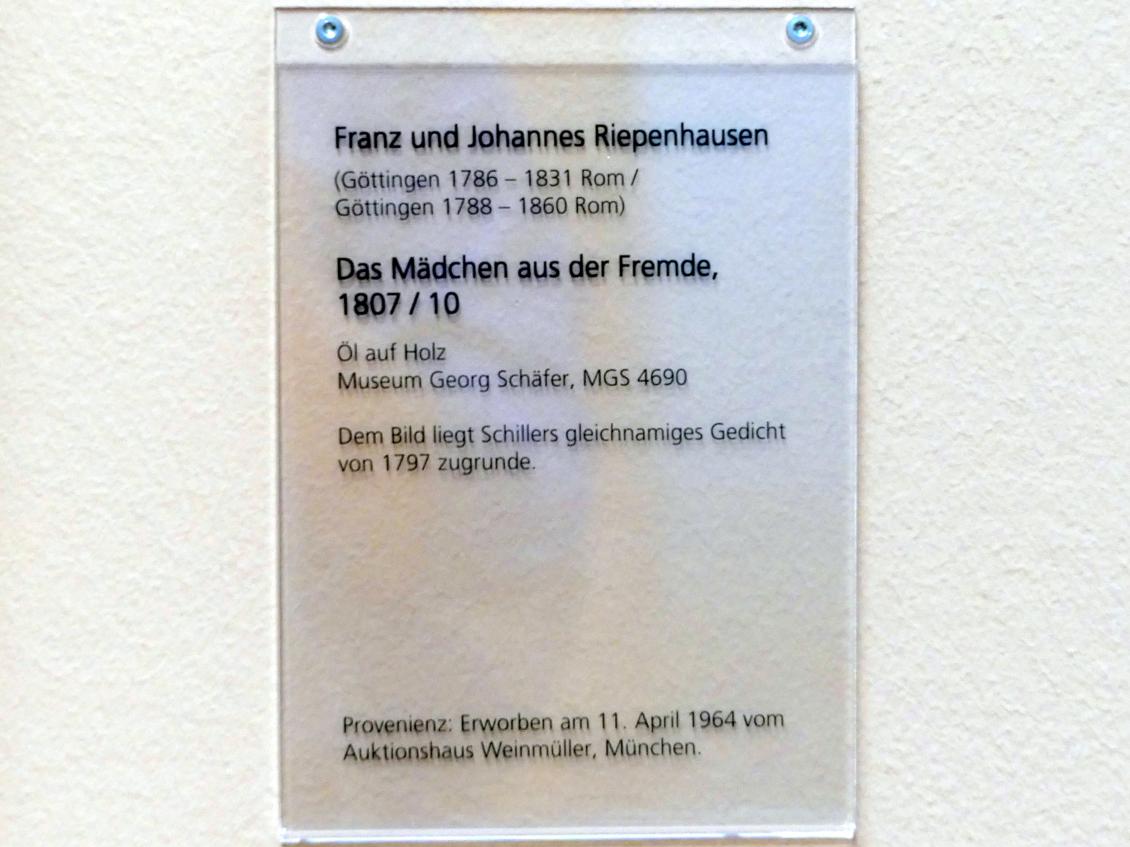 Franz Riepenhausen (1806&ndash;1822), Das Mädchen aus der Fremde, Schweinfurt, Museum Georg Schäfer, Saal 12, um 1807&ndash;1810, Bild 2/2